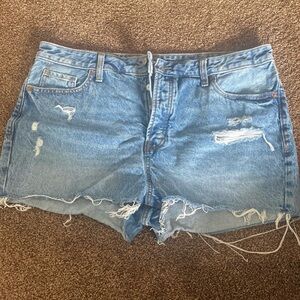 A pair of old navy high rise jean shorts.